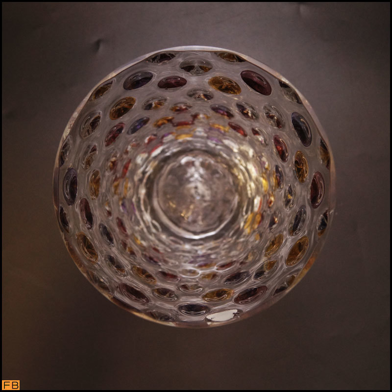 1299-ボヘミアガラス◆花瓶 フラワーベース 水玉 ドット ウォータードロップ 花器 クリスタル チェコガラス 箱付 BOHEMIA_画像7