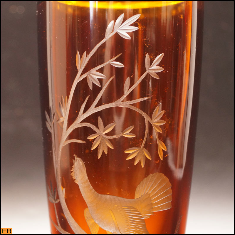 1328-ジュリア◆フラワーベース クリスタルガラス 花器 色被せ ハンドカット ポーランド製 Juliaの画像6