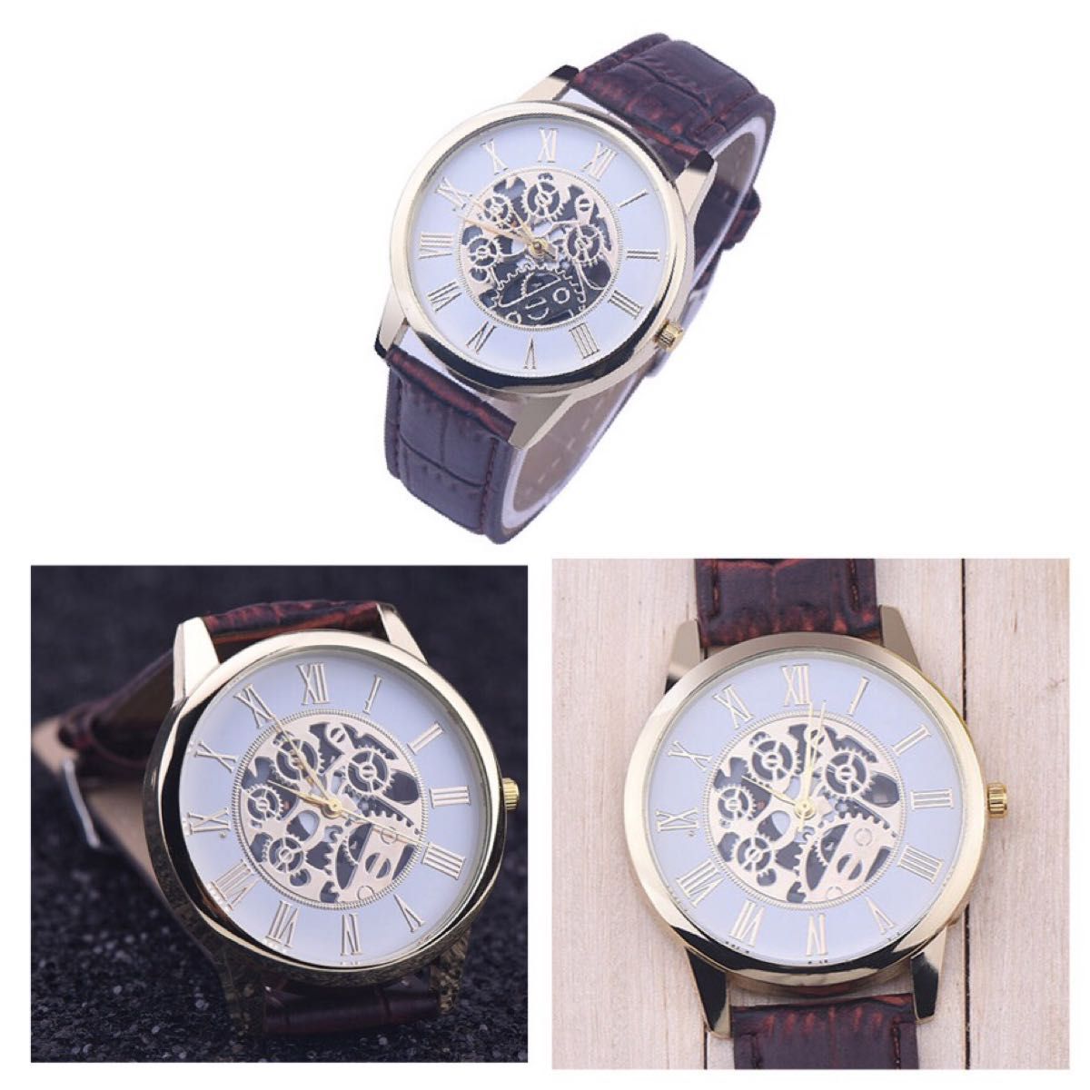 腕時計　時計　メンズ　 高品質　レザー　革　ベルト ビジネス ウォッチ 軽量 オシャレ　ギリシャ文字 ブランド　ファッション 