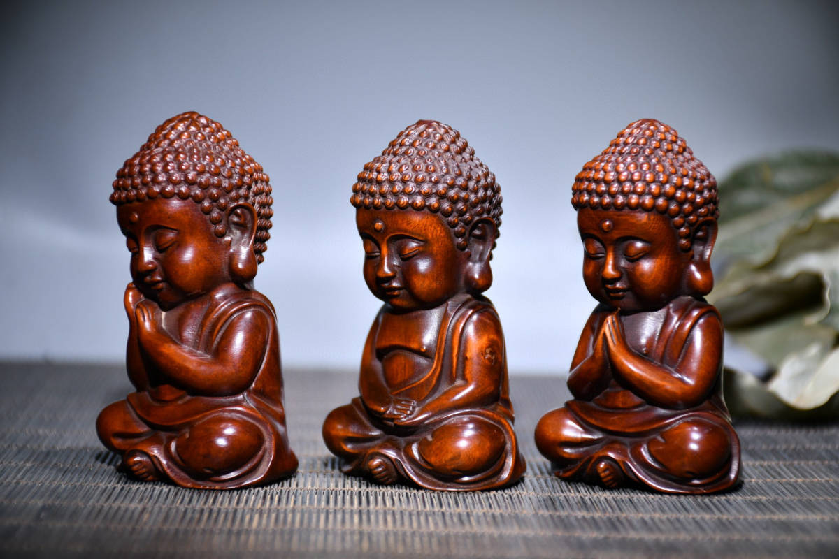 蔵友館蔵品・黄楊木製・細密彫・無相仏】・希少珍品・置物・賞物・中国