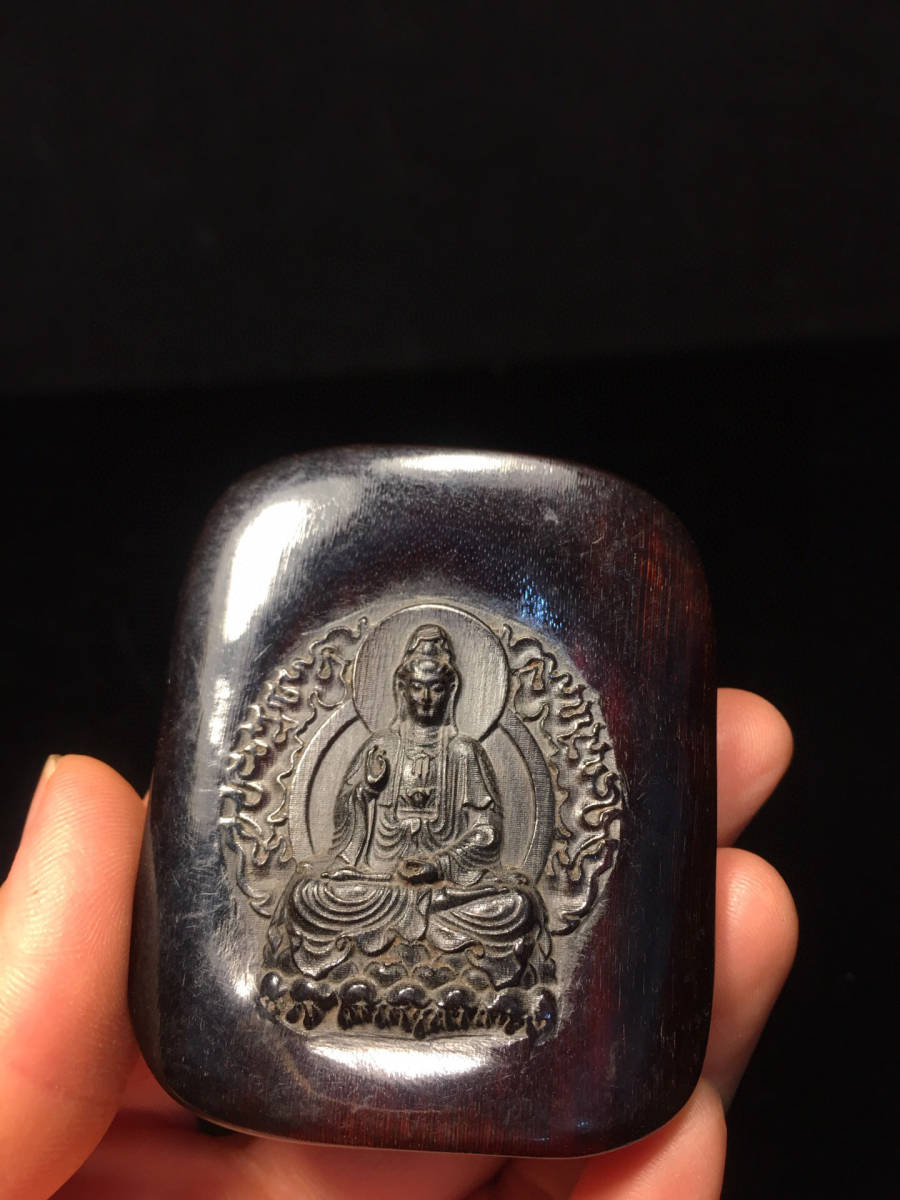 蔵友館蔵品・角材細密彫・觀音紋牌】・希少珍品・置物・賞物・中国時代