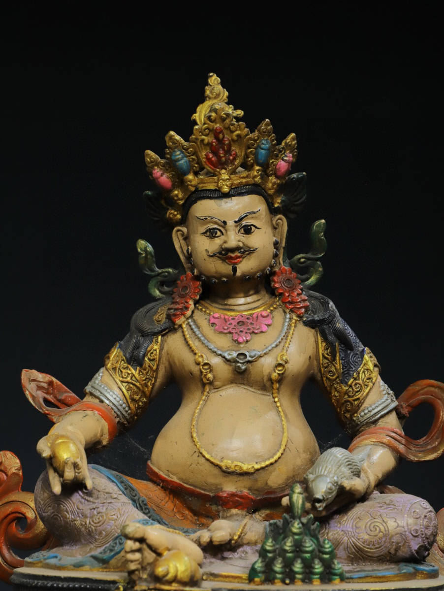 ☆お求めやすく価格改定☆ 【蔵友館蔵品・銅製・金鍍・彩繪・黄財神像
