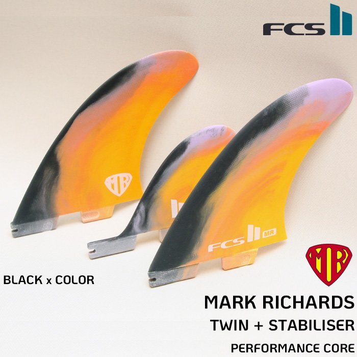 ■FCS-2 MR TWIN 2+1 Black x Color■マーク リチャーズ ツインフィン +スタビライザー FCS2 純正 正規品 ツイン MARK RICHARDS_画像1