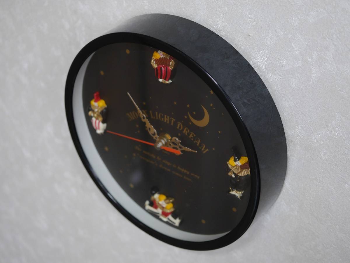 KEEAY CLOCK TASTY CLOCK Pl-2500 レトロ 雑貨 インテリア 直径20cm 電池式 丸時計 掛け時計 ピエロ 黒 クオーツ 稼働品 元箱有り 電池付属_画像9