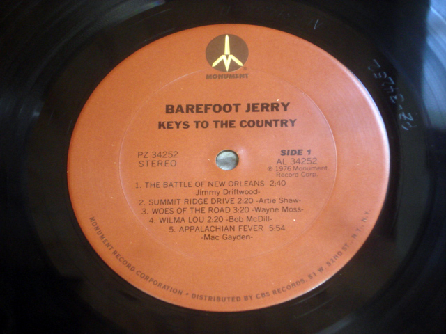 ○BAREFOOT JERRY／KEY TO THE COUNTRY 米オリジナル盤_画像5