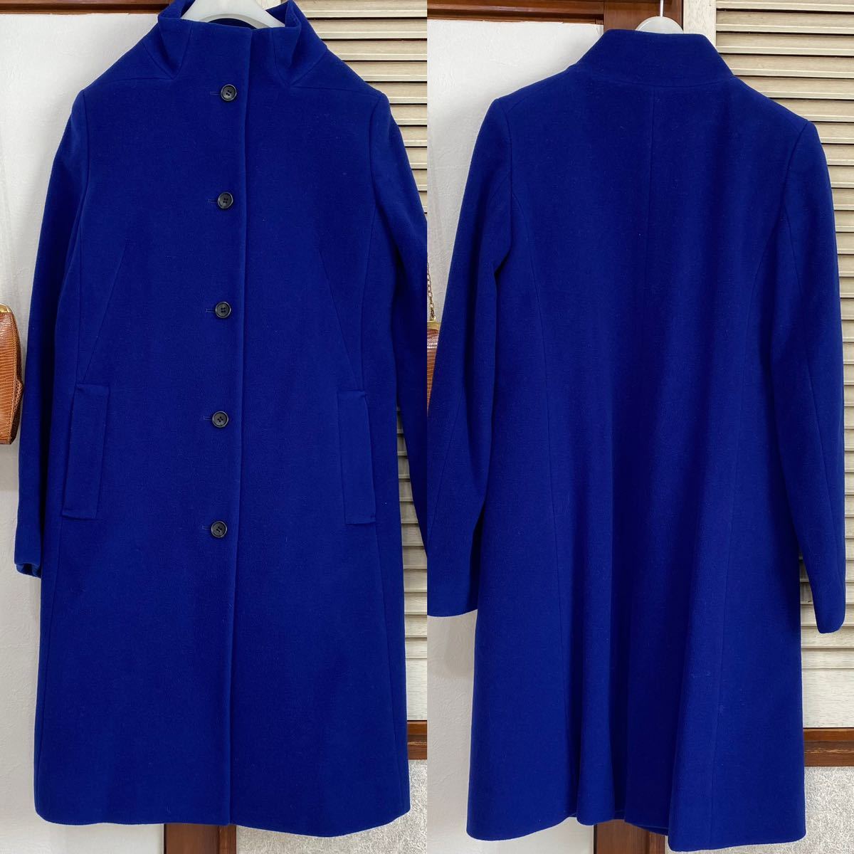  I si- Be ICB * stand-up collar wool semi-long coat blue size JPN 7 y23100701