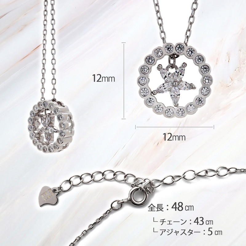 FILL HEARTS ネックレス シルバー Flower & Ring 花 輪 ジルコニア 金属アレルギー対応 シルバー925_画像7