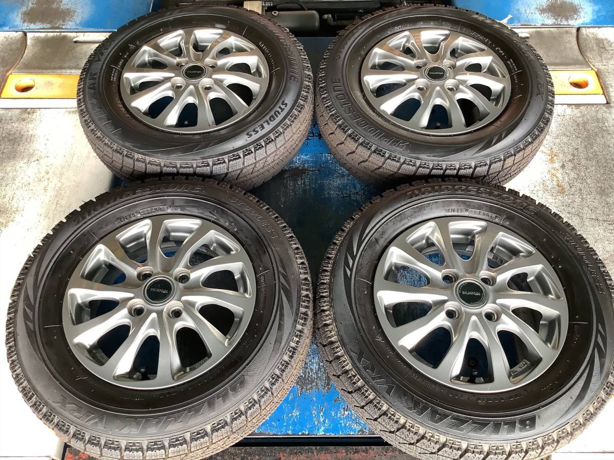 【中古+未使用】バルミナ 13x4J 4H 100 +45 4本 1台分 BS VRX ブリザック 冬 雪 スタッドレス 155/80R13 ハスラー フレアクロスオーバー 等_画像1