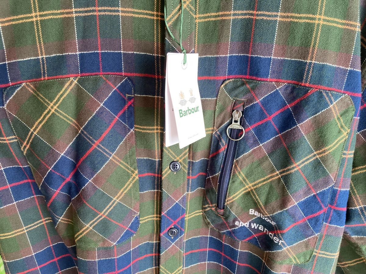 【新品】and wander barbour アンドワンダー ネルシャツ コラボ M バブアー 長袖シャツ チェック柄
