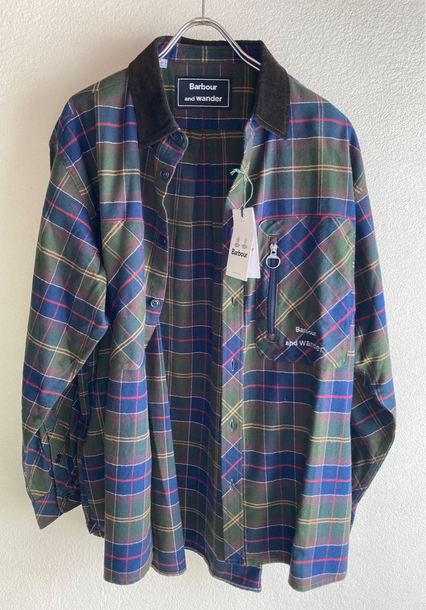 【新品】and wander barbour アンドワンダー ネルシャツ コラボ M バブアー 長袖シャツ チェック柄