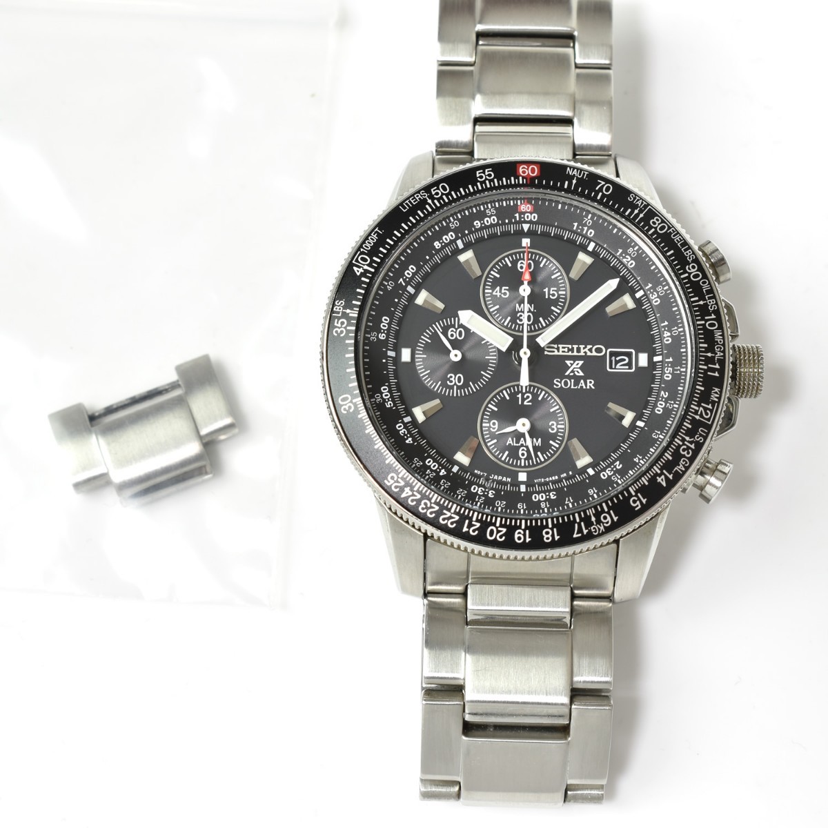 美品 セイコー SEIKO プロスペックス PROSPEX スカイプロフェッショナル メンズ 腕時計 ソーラー クオーツ クロノグラフ SBDL029 中古品_画像5
