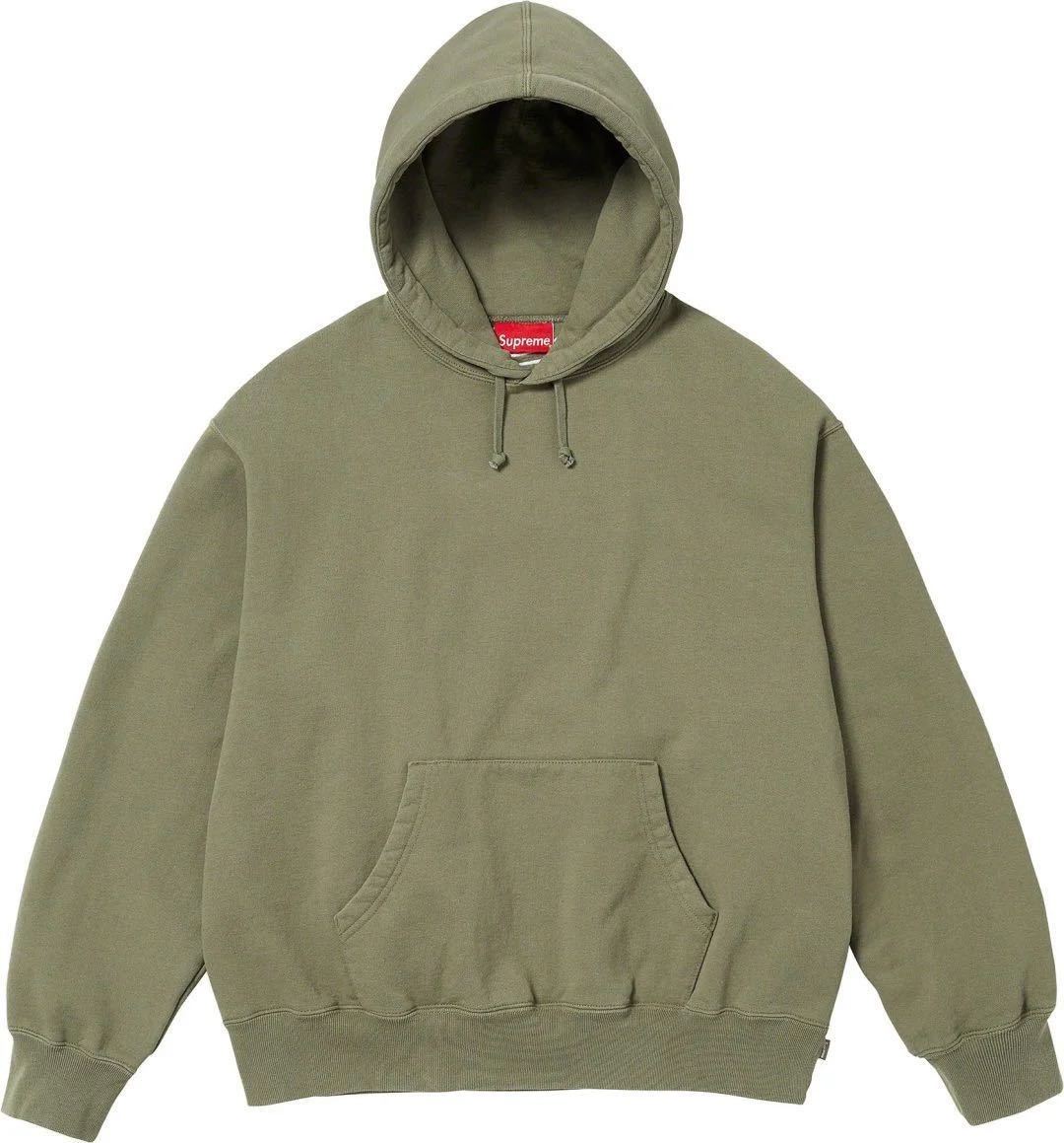 【新品未使用】 23AW 24 新品 SUPREME シュプリーム SATIN APPLIQUE HOODED SWEATSHIRT スウェット フーディー パーカー OLIVE M オリーブ_画像2