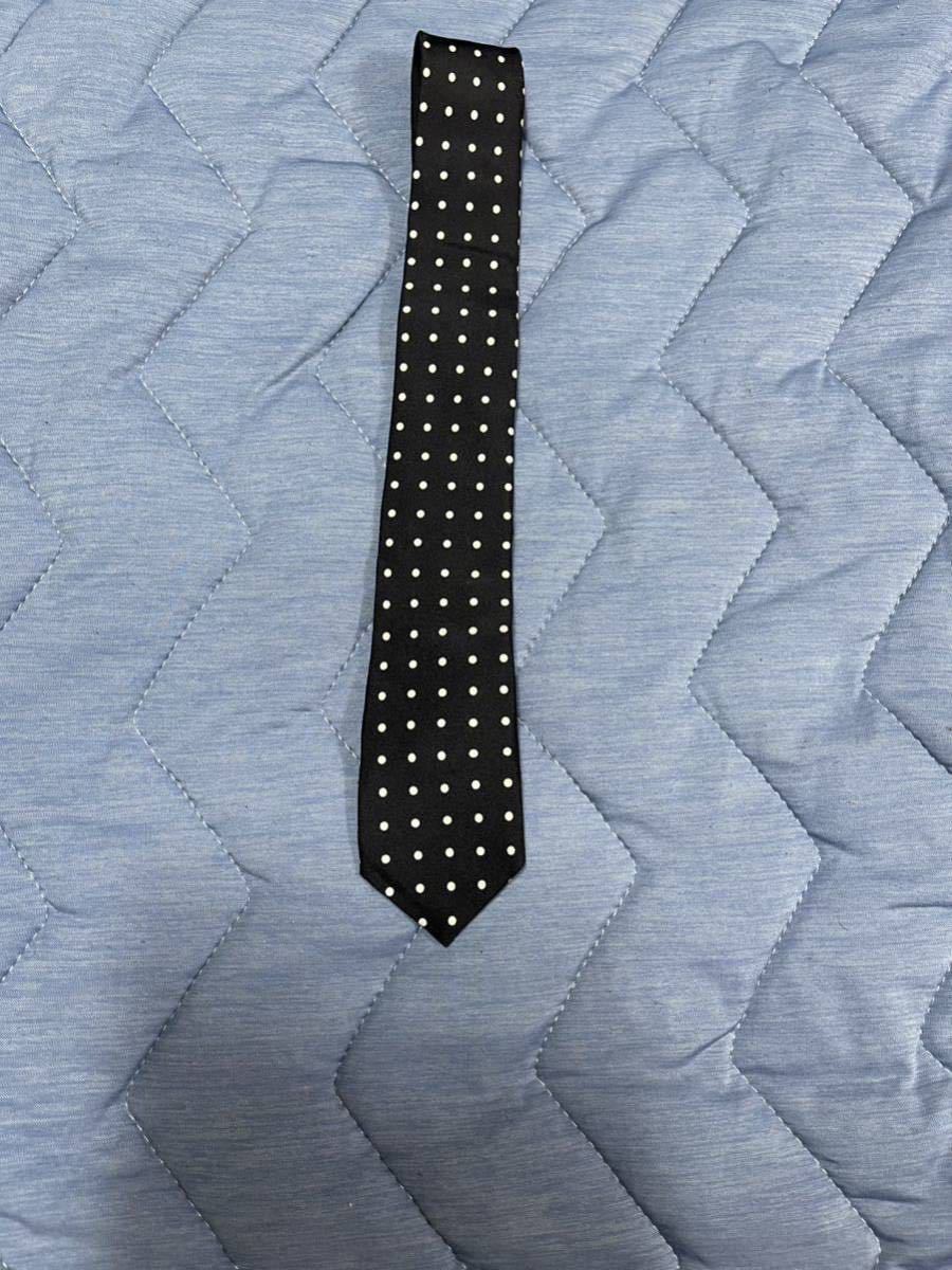 【美品】【送料最安360円】 NUMBER NINE ナンバーナイン SILK DOT NECKTIE ネクタイ ドット柄 シルク BLACK ブラック 黒色 即決早い者勝ち_画像1