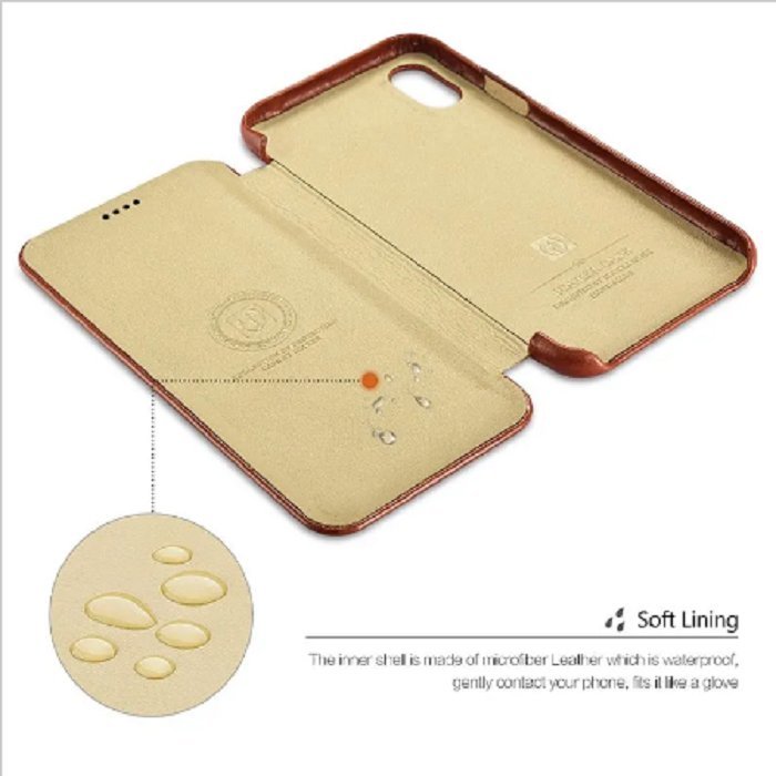 [ regular goods ]iCARER iPhone X 5.8inch for original leather notebook type bending line Vintage leather f lip case magnet adsorption Curved Edge G150 khaki 