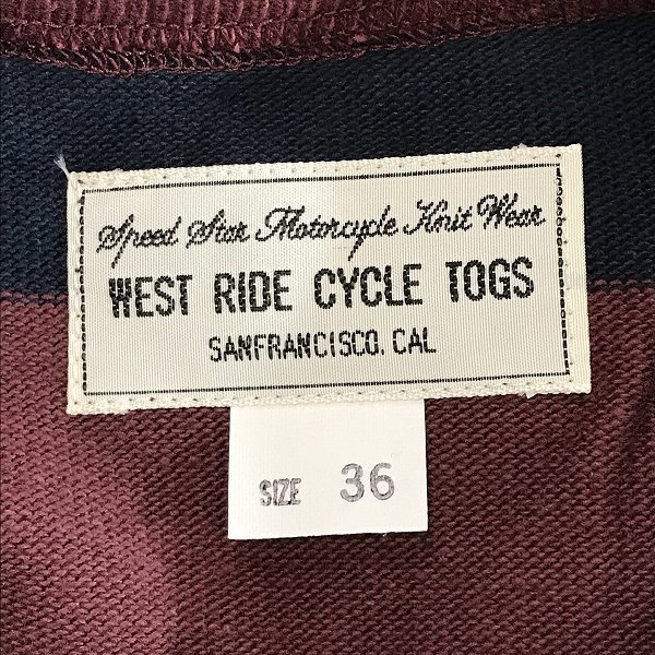 ☆WEST RIDE CYCLE TOGS/ウエストライド ボーダー クルーネック カットソー ネイビー/ボルドー size36 /060_画像3