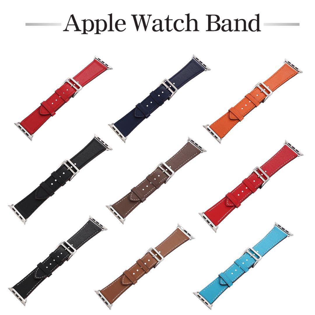 AppleWatch 本革レザーバンド ベルト アップルウォッチバンド：レッド 42/44/45/49mm_画像5