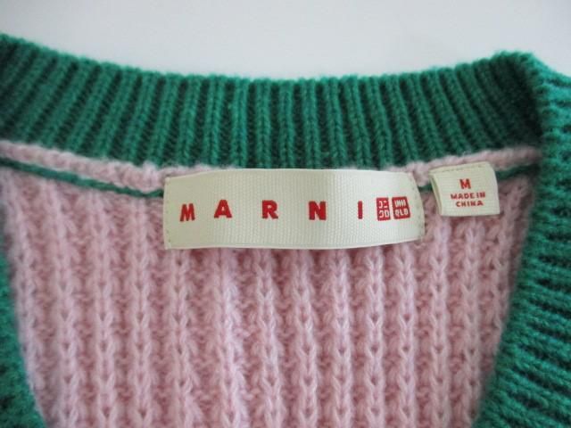良品 マルニ MARNI × ユニクロ ベスト ニットベスト M グリーン ピンク ホワイト レディース_画像3