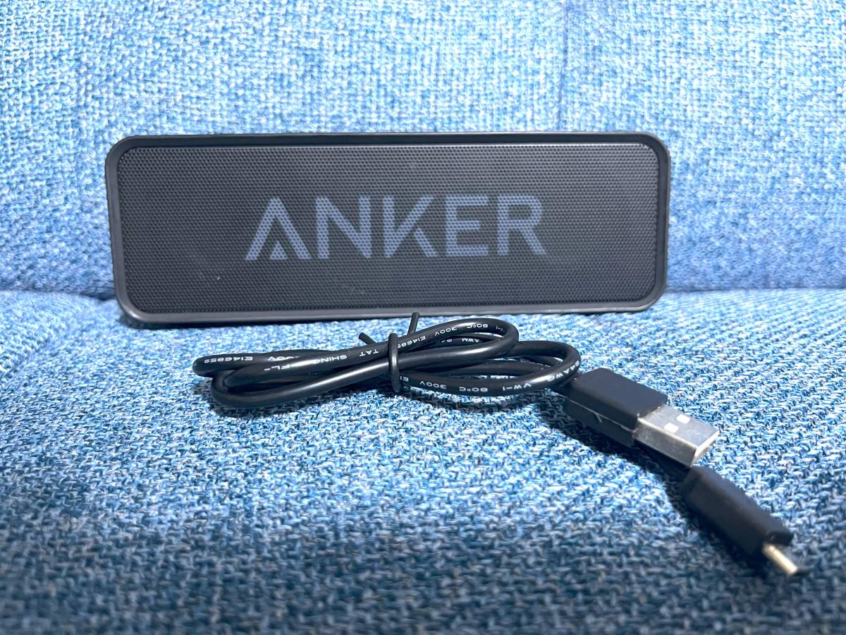 【送料無料】※値下げしました 中古 Anker SoundCore ポータブル Bluetooth5.0 スピーカー ブラック 充電ケーブル付き_画像2