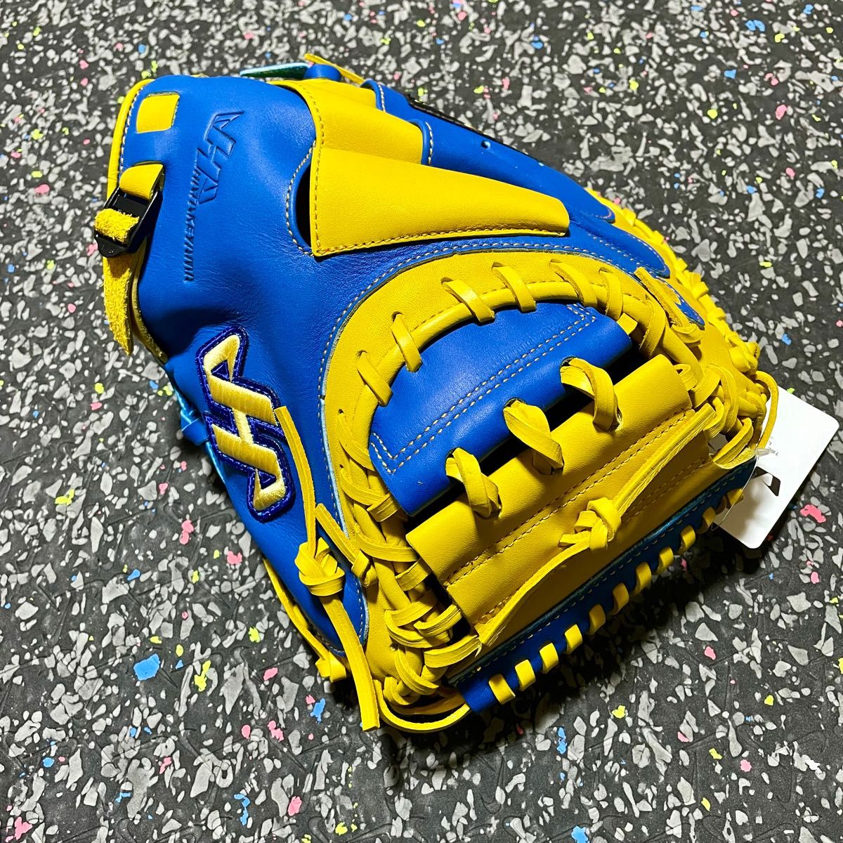 新品 ハタケヤマ 台湾製 キャッチャーミット 硬式用 捕手用 グローブ 硬式野球 グラブ HATAKEYAMA ブルー イエロー