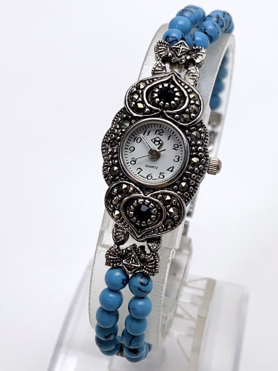 T786 美品 GEM & JEWEL 天然石 ブレスレット 腕時計 日本製 クォーツ 可愛い 動作品 M