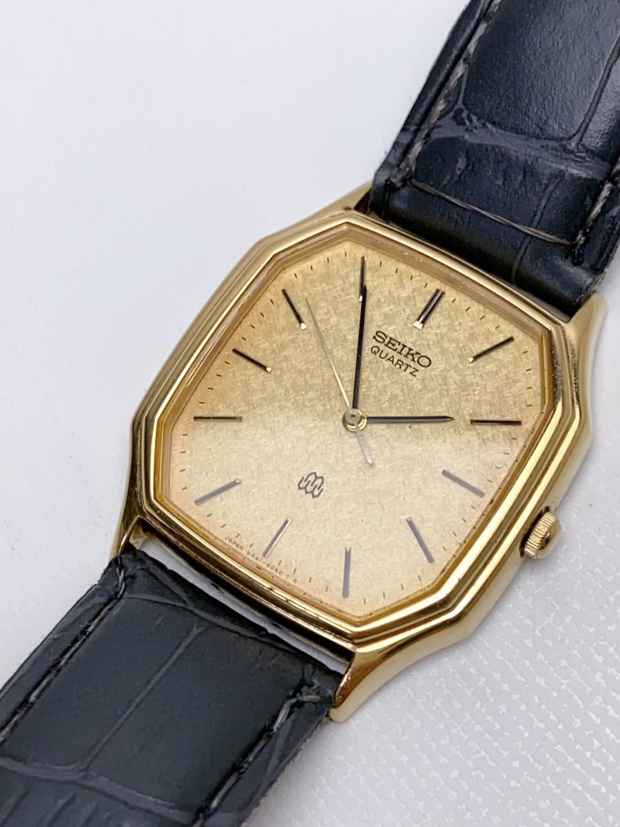 T810 セイコーツインクォーツSEIKO TWIN QUARTZ 腕時計 9441-5040 ゴールド文字盤 電池交換済み ベルト社外品  1980年代 レア