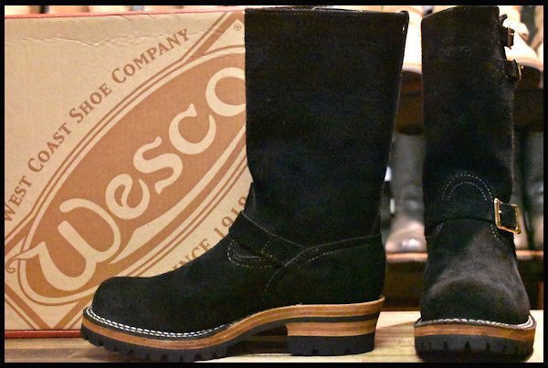 【9E 箱付 美品 11年】WESCO ウエスコ カスタムボス ブラック ラフアウト 黒スエード 11インチハイト エンジニア ブーツ HOPESMORE