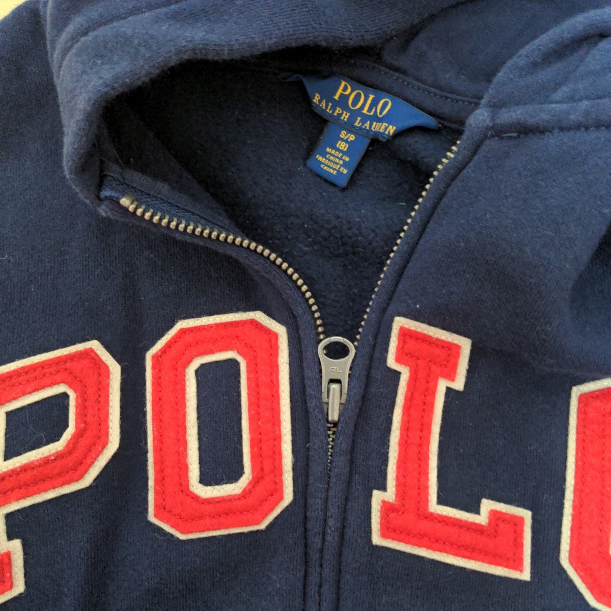 POLO RALPH LAUREN パーカー キッズ (140) ジップアップパーカー ロゴ入り_画像3