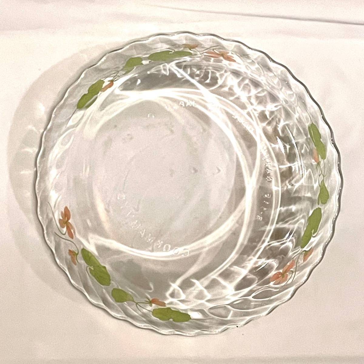  glass plate 2 set NARUMI COOKMAMMY floral print heat-resisting glass Old retro that time thing Showa era Narumi Cook mummy B101 2310063