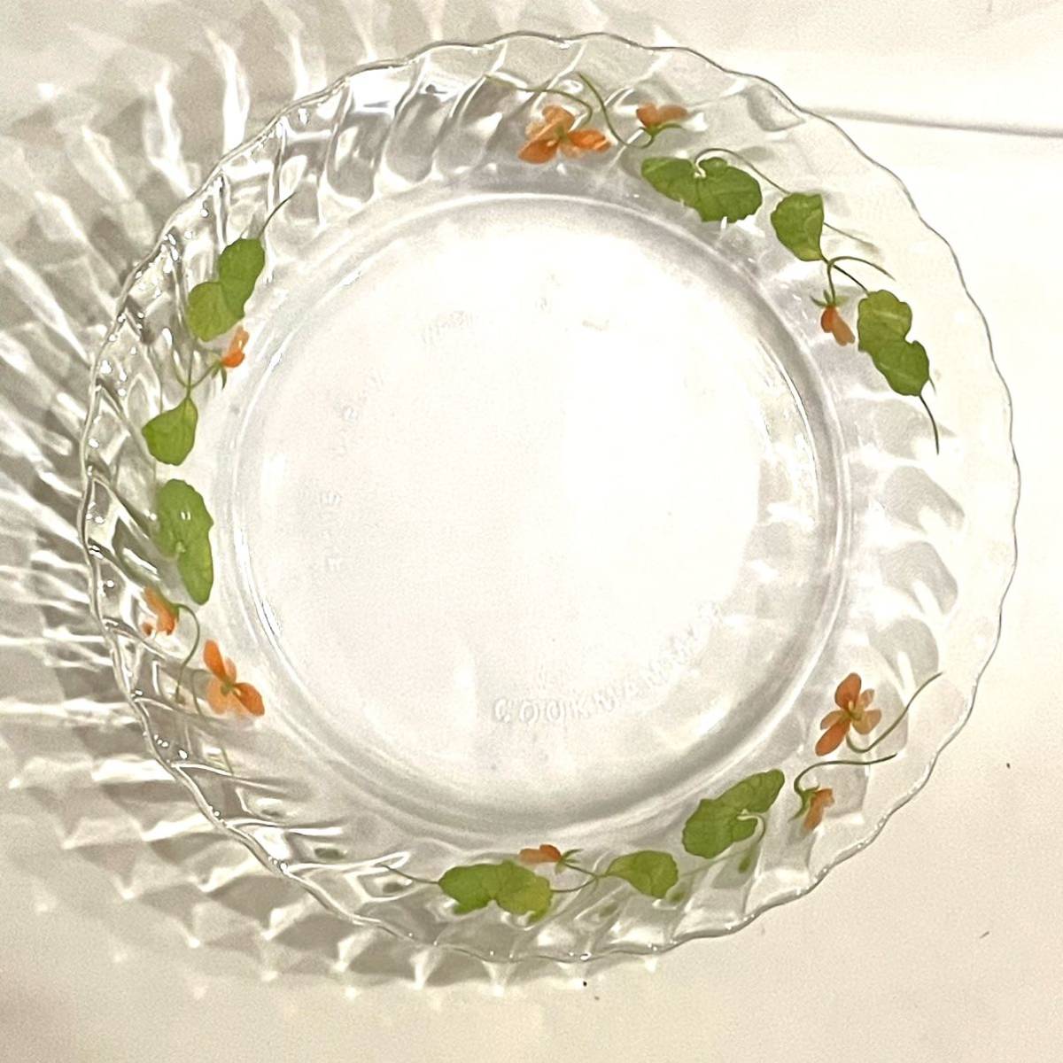  glass plate 2 set NARUMI COOKMAMMY floral print heat-resisting glass Old retro that time thing Showa era Narumi Cook mummy B101 2310063