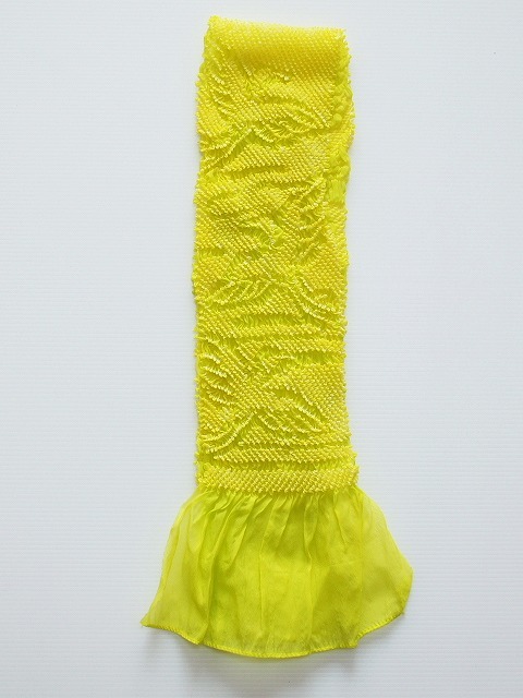 ナイロン絞り子供用帯あげ J7120-05 訳あり 送料無料 七五三用帯揚げ　黄緑色の絞り柄です_画像1