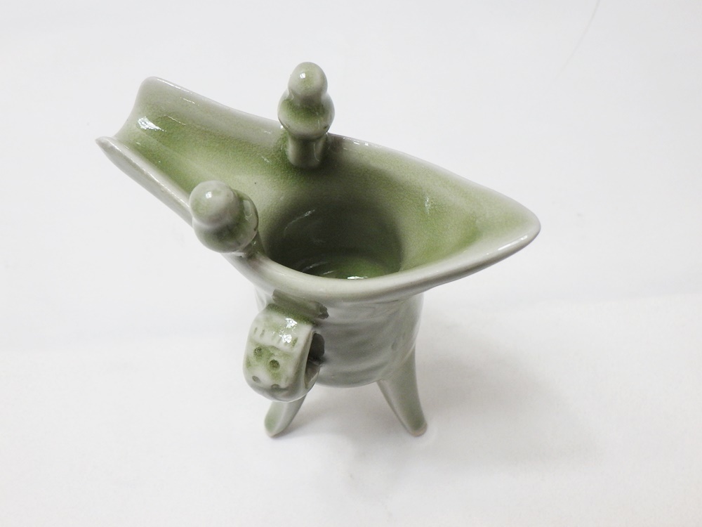 B23-1174 中国陶器 公道杯 倒装壷 爵杯 3点セット 茶道具 酒器 伝統工芸 美術品 箱付きの画像8