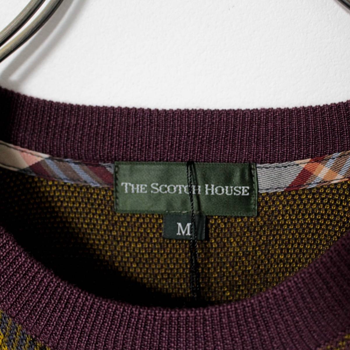 新品 スコッチハウス ビックカイリーンチェック柄 ジャカードセーター Lサイズ 紫系　Ｋ