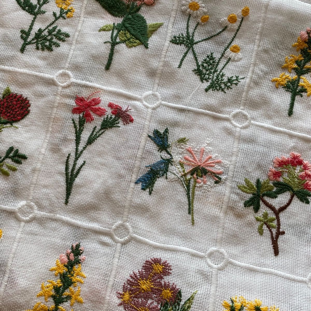 レース刺繍生地 オフ白 130×50cm〜