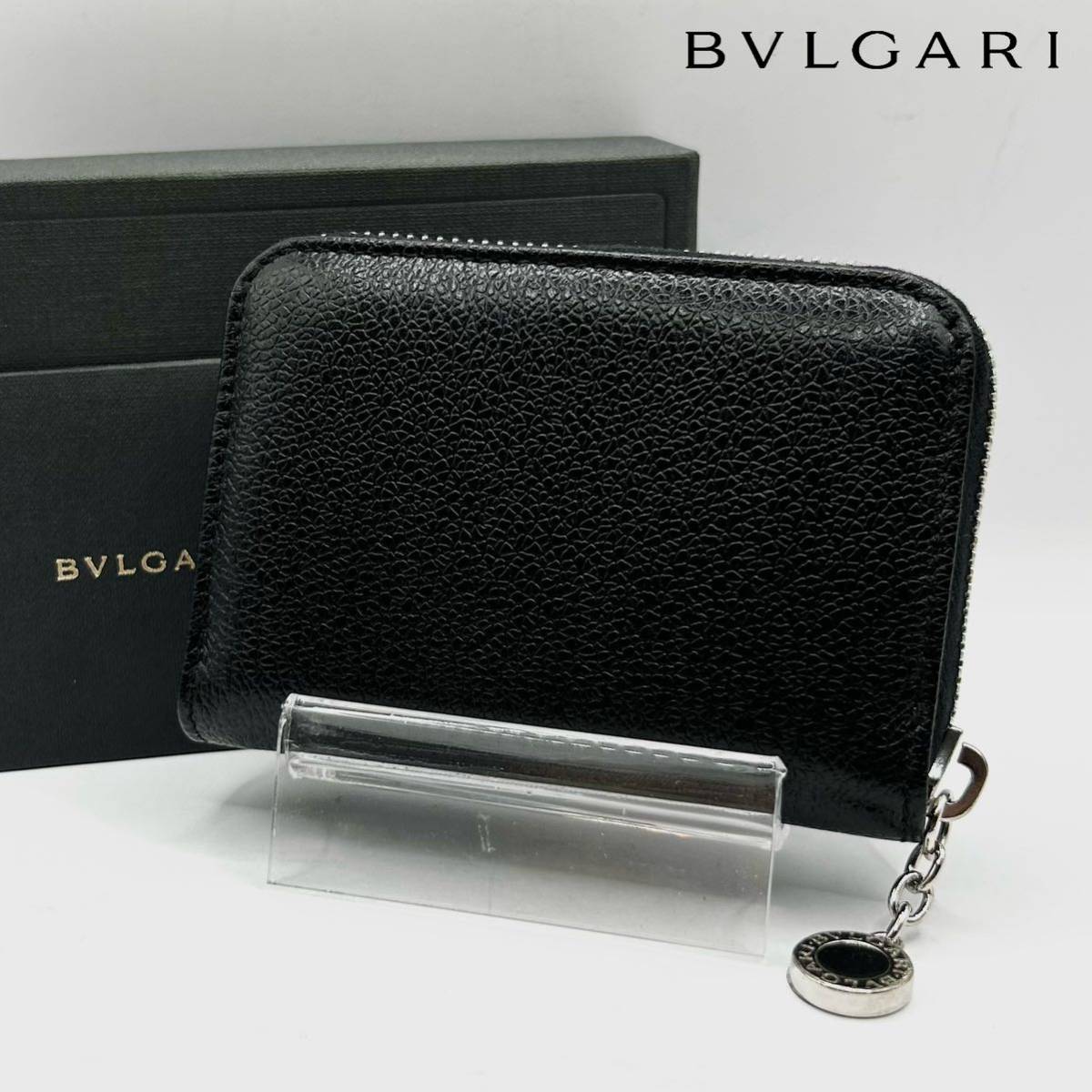 新品 BVLGARI ブルガリ コインケース 小銭入れ 財布 ラウンドジップ ロゴ レザー 本革 黒 ブラック