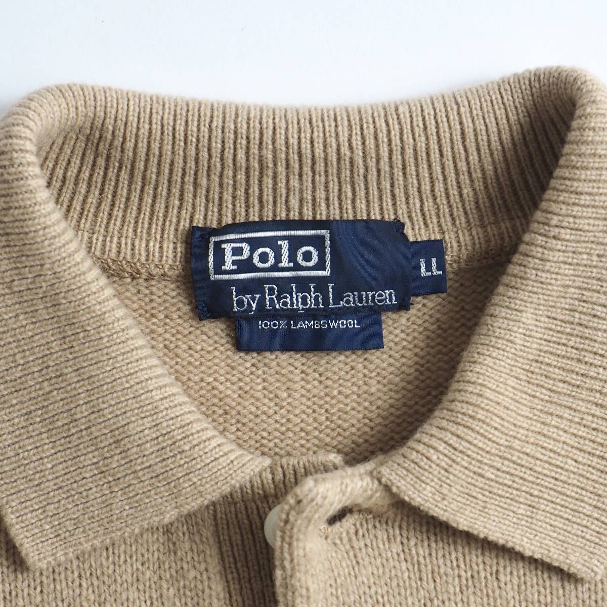 ラルフローレン　Ralph Lauren　羊毛１００％　ニット　ハーフボタン　キャメル　美品　メンズ_画像3