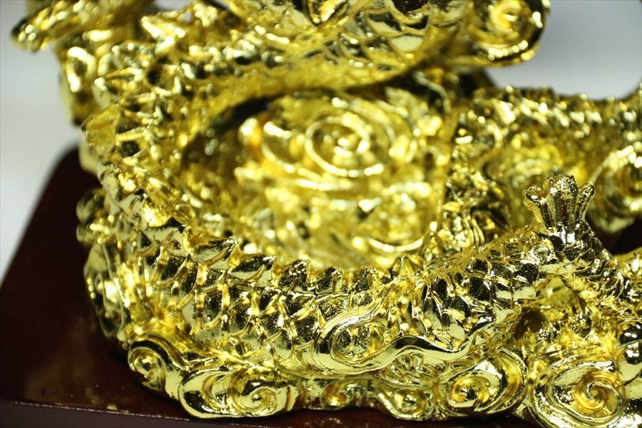  желтый золотой # дракон бог sama # позолоченный # 4 размер ( маленький размер ) домашний алтарь. . украшение . высота 14cm ширина 12.5cm глубина 7cm