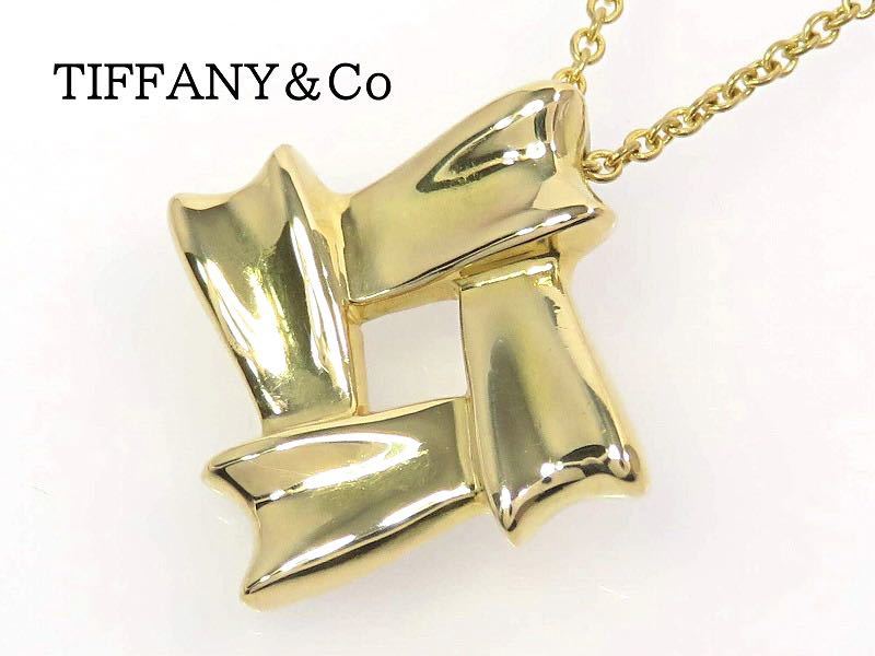 TIFFANY&Co ティファニー 750 スクエア 菱形 ネックレス イエローゴールド