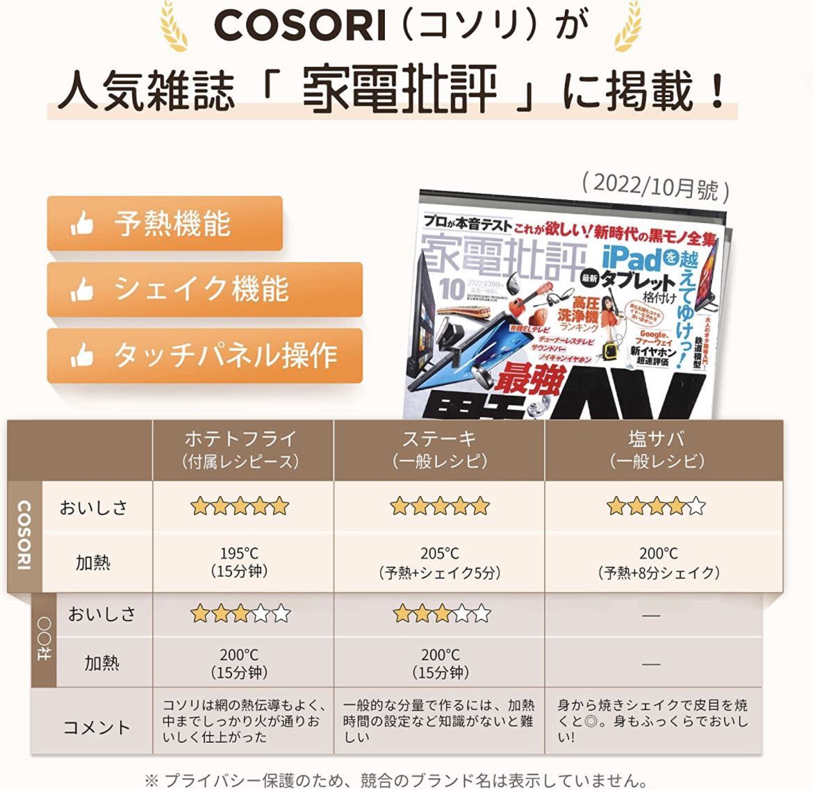 ノンフライヤー 4.7L 大容量 家庭用 電気 エアフライヤー 最高温230℃ 揚げ物 ポテト 惣菜 日本語レシピ付き タイマー 自動電源オフ_画像4