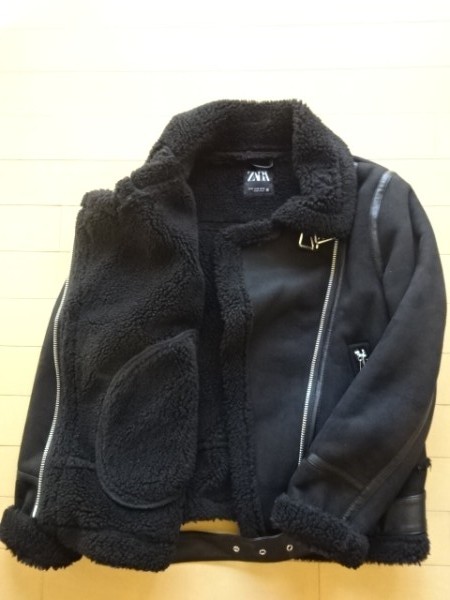ZARA】WOMEN'S フェイクムートン ダブル ライダースジャケット