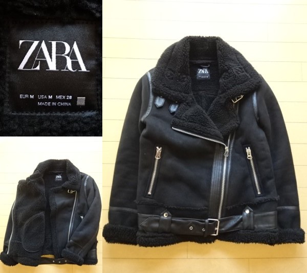 ZARA】WOMEN'S フェイクムートン ダブル ライダースジャケット