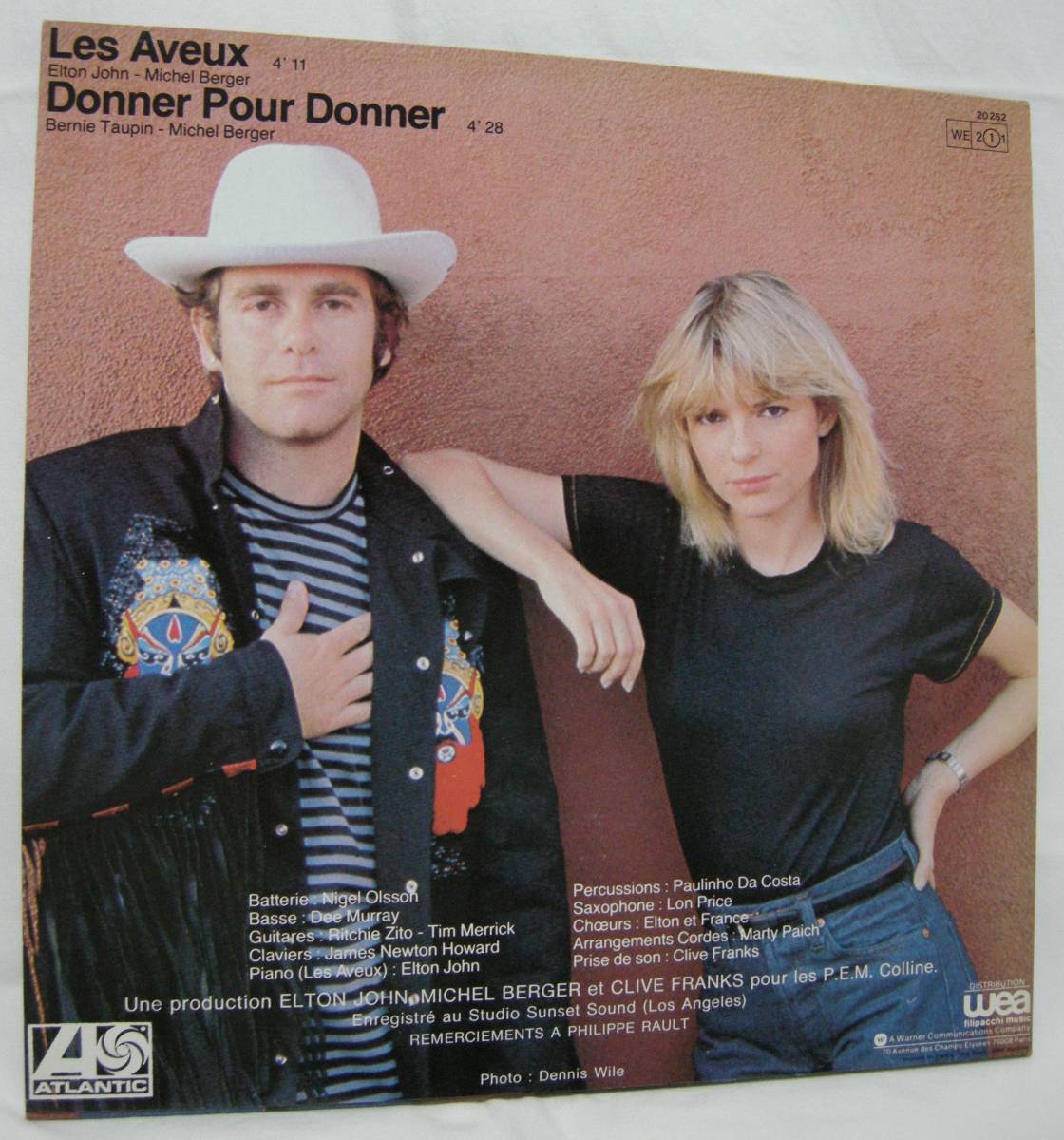 エルトン・ジョン／フランス・ギャル デュエットシングル　Les Aveux / donner pour donner フランス盤　１２インチシングル盤_画像2