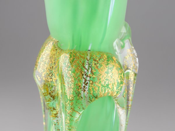 【流】藤田喬平 手吹ガラス 「流光」 花瓶 高27cm 共箱 TP076_画像2