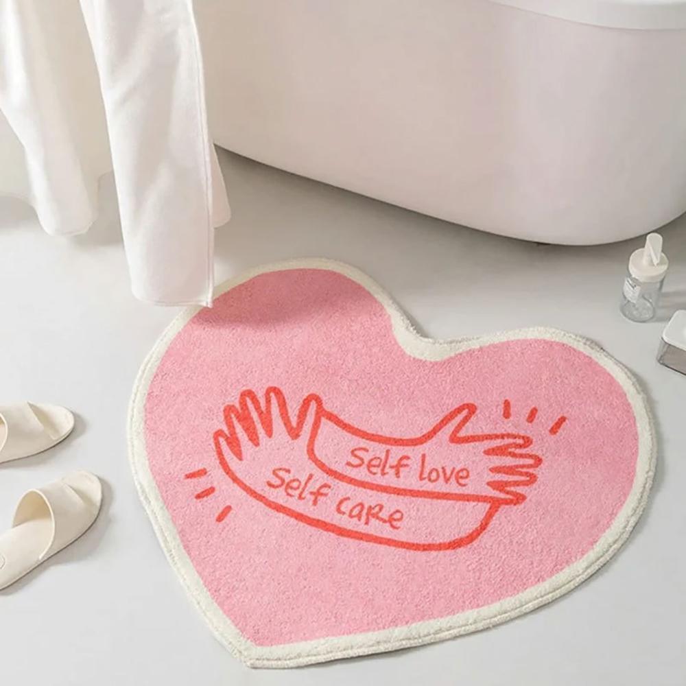 ピンク ハート ドアマット 40×40cm ルームマット Self Love LOVE ガール フロアマット 玄関マット バスマット 足拭きマット マット_画像1