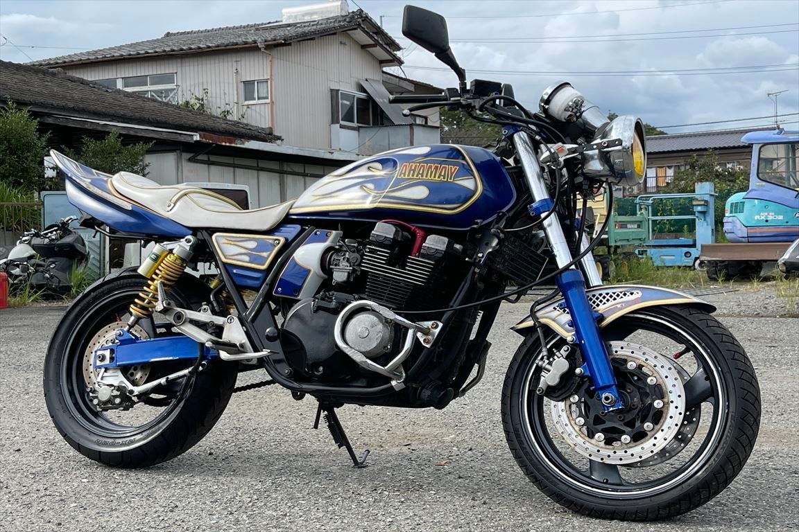 XJR400R 売り切り！１円スタート！4HM！キャブ車！カスタムペイント！タックロール！クランキング確認済!レストアベース!全国配送!福岡佐賀_画像1