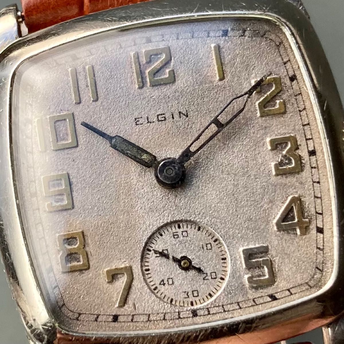 【動作品】エルジン アンティーク 腕時計 1920年代 手巻き メンズ デコ ELGIN ビンテージ ウォッチ ミリタリー 男性