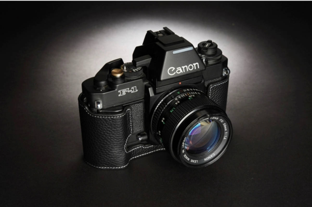 新品 本革カメラケース キャノン Canon NEW F1用 ブラック