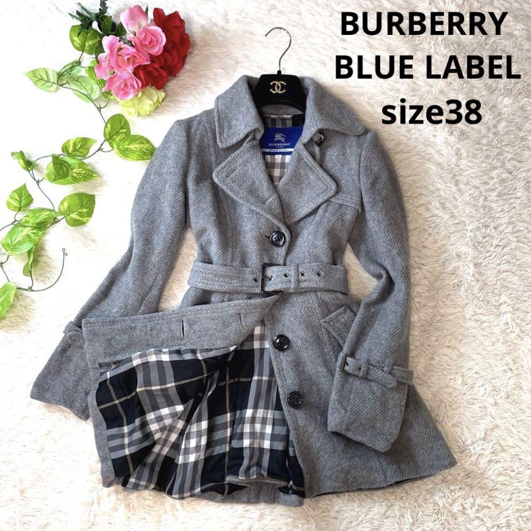 新規購入 BURBERRYブルーレーベルアンゴラ混コート40メガチェック