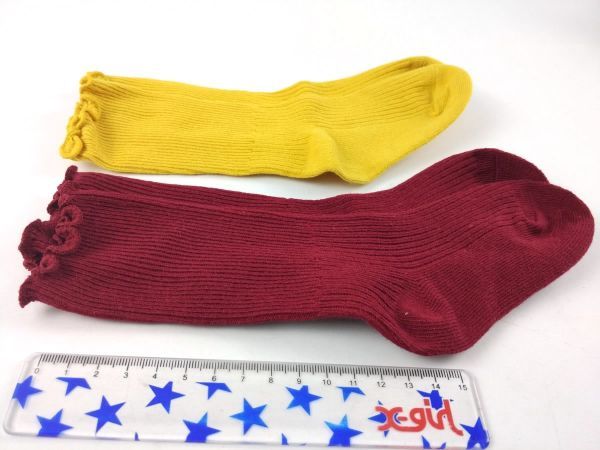  Kids . rubber flair socks 2 pairs set 1-3 -years old socks mustard . wine 