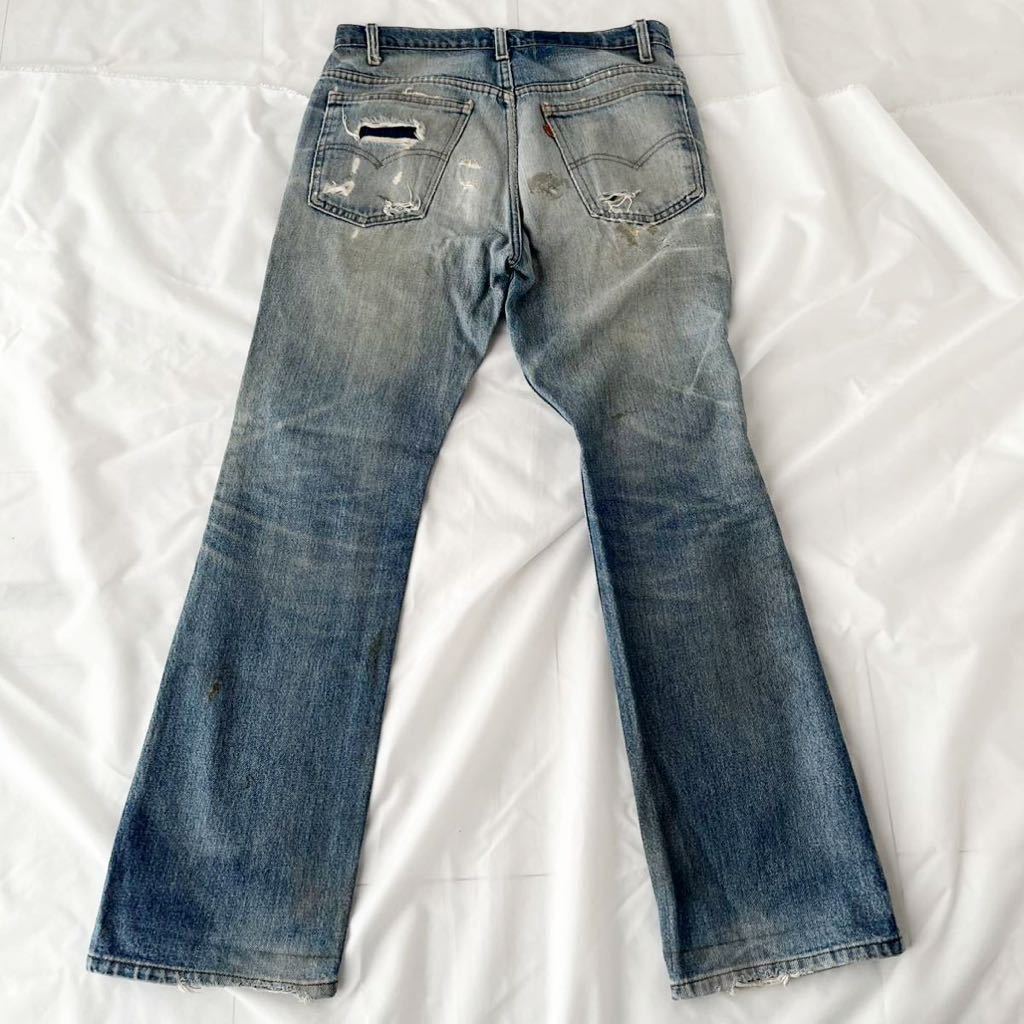 リペア ボロ 80s LEVIS 517 ブーツカット ジッパー オレンジタブ e（ ビンテージ オリジナル リーバイス 80年代 70s 646 グランジ vintage_画像4