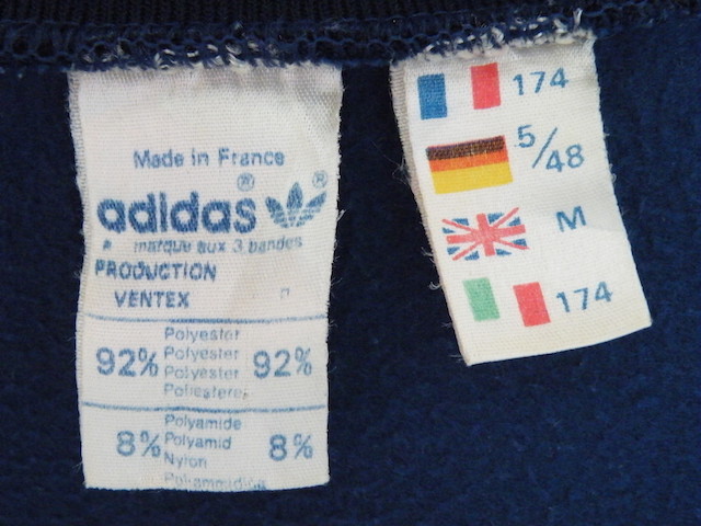 70 годы редкостный модель Adidas джерси Франция VENTEX производства Vintage made in FRANCE adidas 70s белый бирка Vintage редкий цвет 